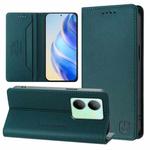 For vivo Y36 4G / 5G Global RC01 Dual-Folded Magnetic Suction RFID Leather Phone Case(Dark Green)