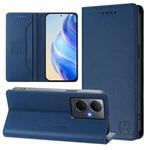 For vivo Y78+ 5G / Y78 5G Global RC01 Dual-Folded Magnetic Suction RFID Leather Phone Case(Dark Blue)