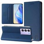 For vivo Y100 5G IDN / Y200e 5G RC01 Dual-Folded Magnetic Suction RFID Leather Phone Case(Dark Blue)