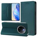 For vivo Y300 Pro RC01 Dual-Folded Magnetic Suction RFID Leather Phone Case(Dark Green)