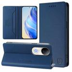 For vivo S20 5G RC01 Dual-Folded Magnetic Suction RFID Leather Phone Case(Dark Blue)