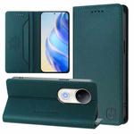 For vivo S20 5G RC01 Dual-Folded Magnetic Suction RFID Leather Phone Case(Dark Green)