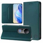 For vivo S20 Pro 5G RC01 Dual-Folded Magnetic Suction RFID Leather Phone Case(Dark Green)
