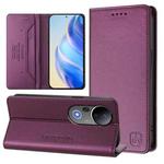 For vivo S20 Pro 5G RC01 Dual-Folded Magnetic Suction RFID Leather Phone Case(Violet)