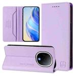 For vivo Y300 5G RC01 Dual-Folded Magnetic Suction RFID Leather Phone Case(Light Purple)
