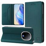 For vivo Y300 5G RC01 Dual-Folded Magnetic Suction RFID Leather Phone Case(Dark Green)