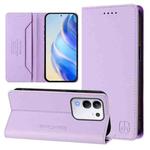 For vivo Y29 4G Global RC01 Dual-Folded Magnetic Suction RFID Leather Phone Case(Light Purple)