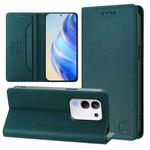 For vivo Y29 4G Global RC01 Dual-Folded Magnetic Suction RFID Leather Phone Case(Dark Green)