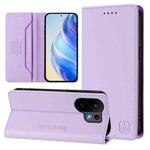For vivo S30 RC01 Dual-Folded Magnetic Suction RFID Leather Phone Case(Light Purple)