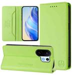 For vivo S30 Pro mini RC01 Dual-Folded Magnetic Suction RFID Leather Phone Case(Grass Green)