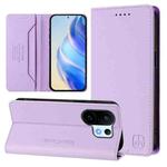 For vivo S30 Pro mini RC01 Dual-Folded Magnetic Suction RFID Leather Phone Case(Light Purple)