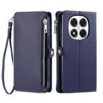 For Redmi Note 14 Pro 4G Leather Stitching Multi-card Slot Zipper Phone Case(Blue)