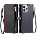 For Redmi Note 14 4G EU 164.84mm Leather Stitching Multi-card Slot Zipper Phone Case(Black)