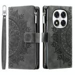 For Redmi Note 14 Pro 4G Multi-Card Totem Zipper Leather Phone Case(Grey)