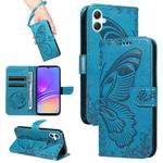 For Samsung Galaxy A07 5G Swallowtail Butterfly Embossed Leather Phone Case(Blue)