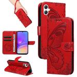 For Samsung Galaxy A07 5G Swallowtail Butterfly Embossed Leather Phone Case(Red)