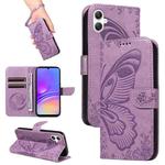 For Samsung Galaxy A07 5G Swallowtail Butterfly Embossed Leather Phone Case(Purple)