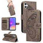 For Samsung Galaxy A07 5G Swallowtail Butterfly Embossed Leather Phone Case(Grey)