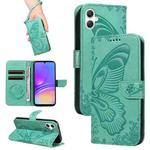 For Samsung Galaxy A07 5G Swallowtail Butterfly Embossed Leather Phone Case(Green)