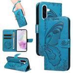For Samsung Galaxy A36 5G / M56 5G Swallowtail Butterfly Embossed Leather Phone Case(Blue)