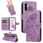 For Samsung Galaxy A36 5G / M56 5G Swallowtail Butterfly Embossed Leather Phone Case(Purple)
