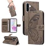 For Samsung Galaxy A56 5G Swallowtail Butterfly Embossed Leather Phone Case(Grey)