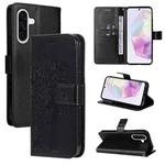 For Samsung Galaxy A36 5G / M56 5G Tree & Cat Embossed Pattern Flip Leather Phone Case(Black)