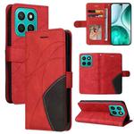For Honor X8C 4G Global Dual-color Splicing Flip Leather Phone Case(Red)