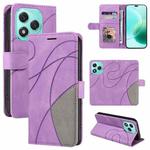 For Honor 400 Lite Dual-color Splicing Flip Leather Phone Case(Purple)
