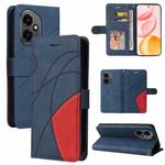 For Honor 400 Global 156.5mm Dual-color Splicing Flip Leather Phone Case(Blue)