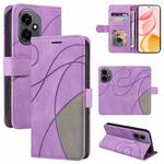 For Honor 400 Global 156.5mm Dual-color Splicing Flip Leather Phone Case(Purple)