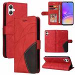 For Samsung Galaxy A07 5G Dual-color Splicing Flip Leather Phone Case(Red)