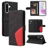 For Samsung Galaxy A36 5G / M56 5G Dual-color Splicing Flip Leather Phone Case(Black)