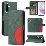 For Samsung Galaxy A56 5G Dual-color Splicing Flip Leather Phone Case(Green)