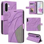 For Samsung Galaxy A56 5G Dual-color Splicing Flip Leather Phone Case(Purple)