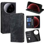 For Xiaomi 15 Ultra RFID Anti-theft Brush Magnetic Leather Phone Case(Black)