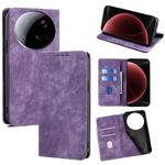 For Xiaomi 15 Ultra RFID Anti-theft Brush Magnetic Leather Phone Case(Purple)
