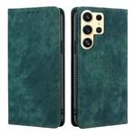 For Samsung Galaxy S25 Ultra 5G RFID Anti-theft Brush Magnetic Leather Phone Case(Green)