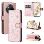 For Honor X9C 5G Global Cat Bee Embossing Pattern Shockproof Leather Case(Rose Gold)