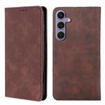 For Samsung Galaxy S25+ 5G Skin Feel Magnetic Leather Phone Case(Dark Brown)