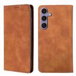 For Samsung Galaxy S25+ 5G Skin Feel Magnetic Leather Phone Case(Light Brown)