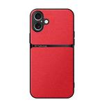 For iPhone 16 Plus Litchi Leather Magnetic Full Coverage Shockproof Phone Case(Red)