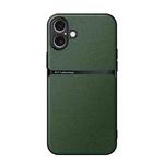 For iPhone 16 Plus Litchi Leather Magnetic Full Coverage Shockproof Phone Case(Green)