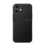 For iPhone 16 Litchi Leather Magnetic Full Coverage Shockproof Phone Case(Black)