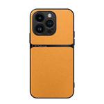 For iPhone 15 Pro Litchi Leather Magnetic Full Coverage Shockproof Phone Case(Yellow)