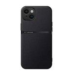 For iPhone 15 Plus Litchi Leather Magnetic Full Coverage Shockproof Phone Case(Black)