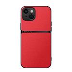 For iPhone 15 Litchi Leather Magnetic Full Coverage Shockproof Phone Case(Red)