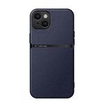 For iPhone 14 Plus Litchi Leather Magnetic Full Coverage Shockproof Phone Case(Navy Blue)