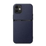 For iPhone 12 Litchi Leather Magnetic Full Coverage Shockproof Phone Case(Navy Blue)