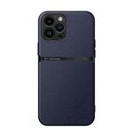 For iPhone 12 Pro Max Litchi Leather Magnetic Full Coverage Shockproof Phone Case(Navy Blue)